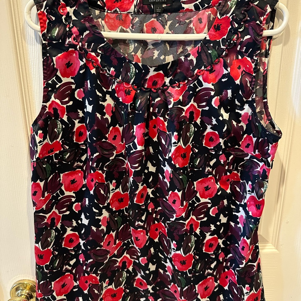 Semantiks Red and Black Floral Blouse